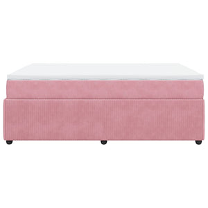 Κρεβάτι Boxspring με Στρώμα Ροζ 140x190 εκ. Βελούδινο - Pakobazaar