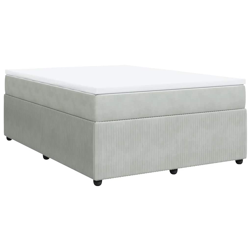 Κρεβάτι Boxspring με Στρώμα Ανοιχτό Γκρι 140x200 εκ. Βελούδινο