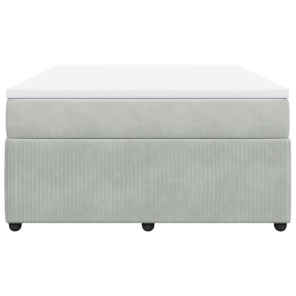 Κρεβάτι Boxspring με Στρώμα Ανοιχτό Γκρι 140x200 εκ. Βελούδινο