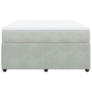 Κρεβάτι Boxspring με Στρώμα Ανοιχτό Γκρι 140x200 εκ. Βελούδινο
