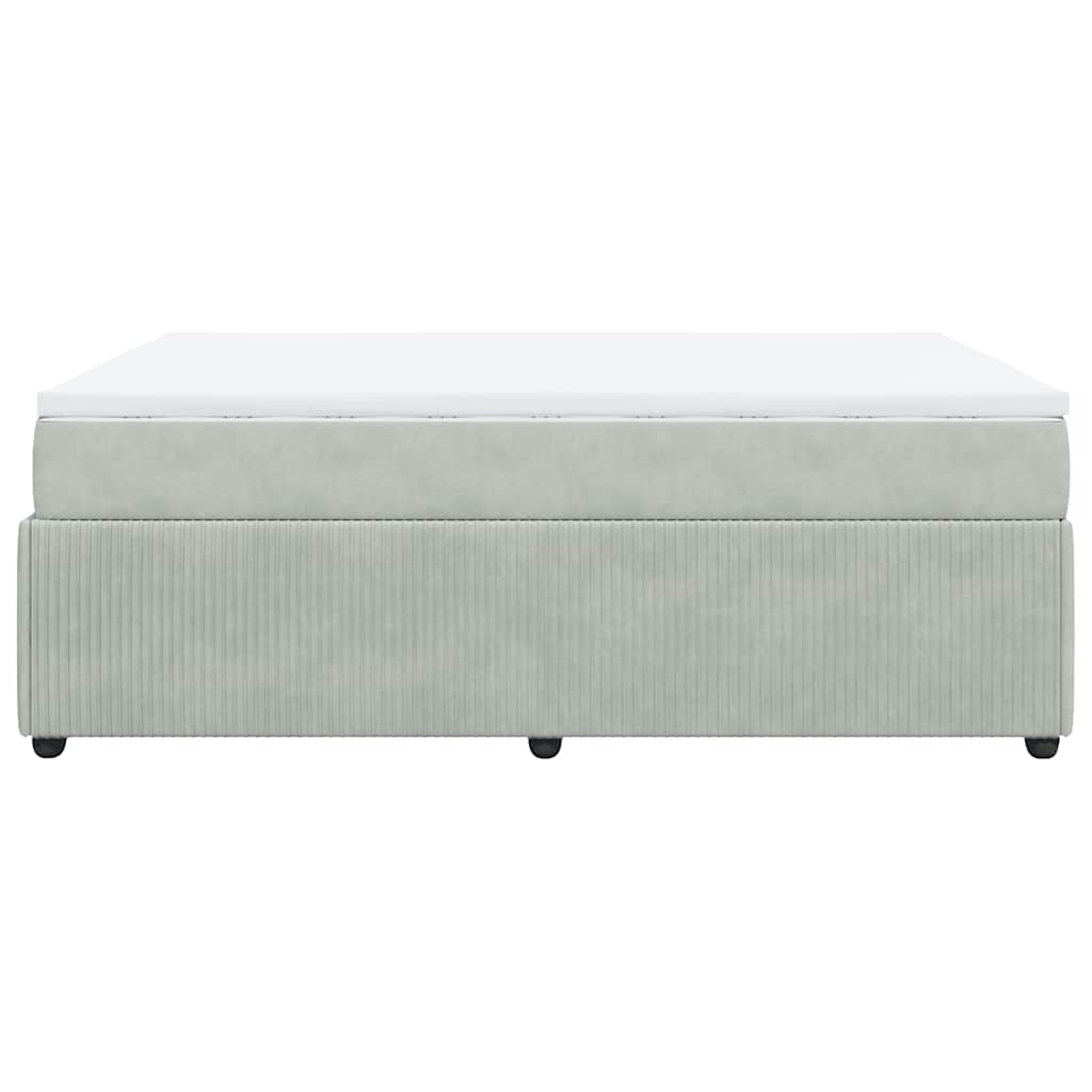 Κρεβάτι Boxspring με Στρώμα Ανοιχτό Γκρι 140x200 εκ. Βελούδινο
