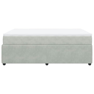 Κρεβάτι Boxspring με Στρώμα Ανοιχτό Γκρι 140x200 εκ. Βελούδινο