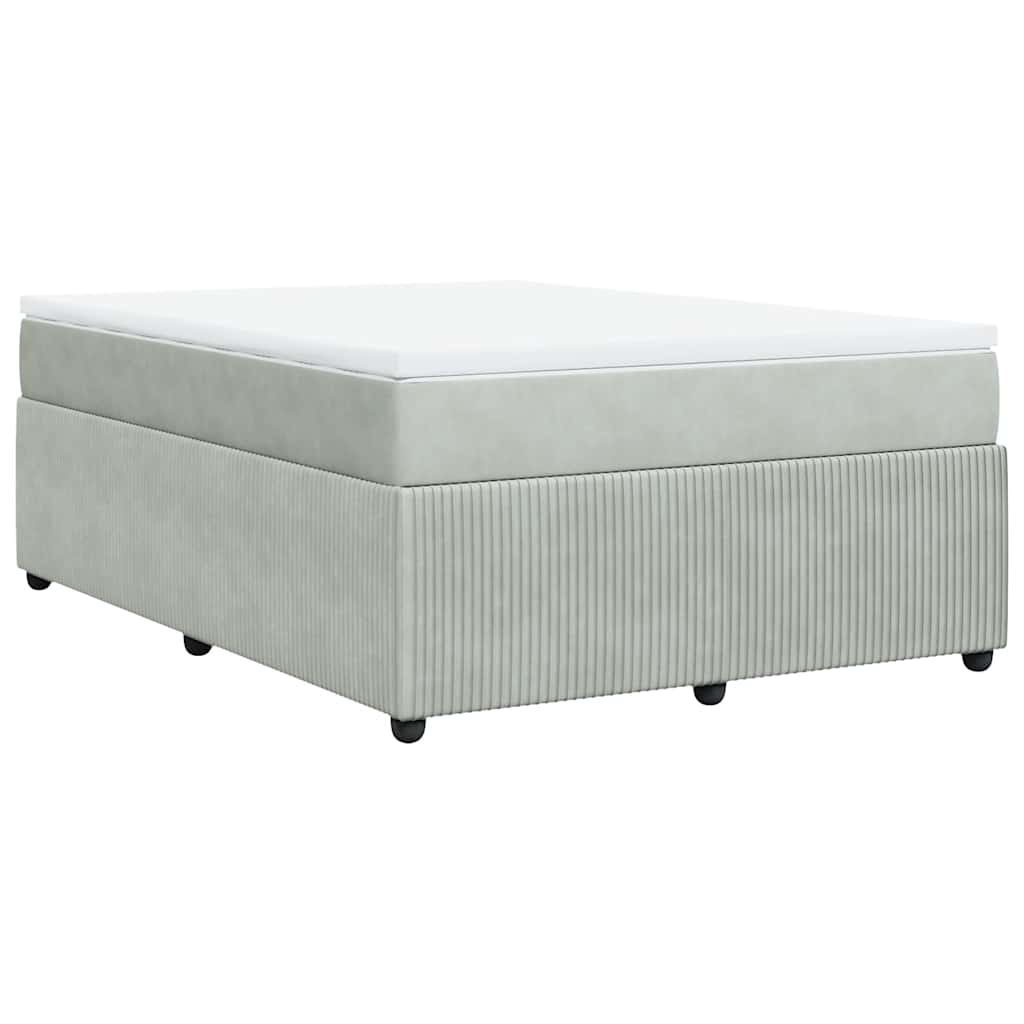 Κρεβάτι Boxspring με Στρώμα Ανοιχτό Γκρι 140x200 εκ. Βελούδινο