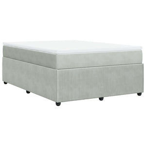 Κρεβάτι Boxspring με Στρώμα Ανοιχτό Γκρι 140x200 εκ. Βελούδινο