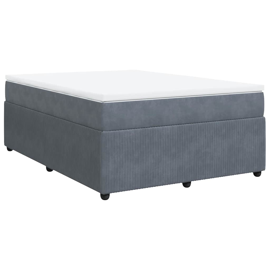Κρεβάτι Boxspring με Στρώμα Σκούρο Γκρι 140x200 εκ. Βελούδινο