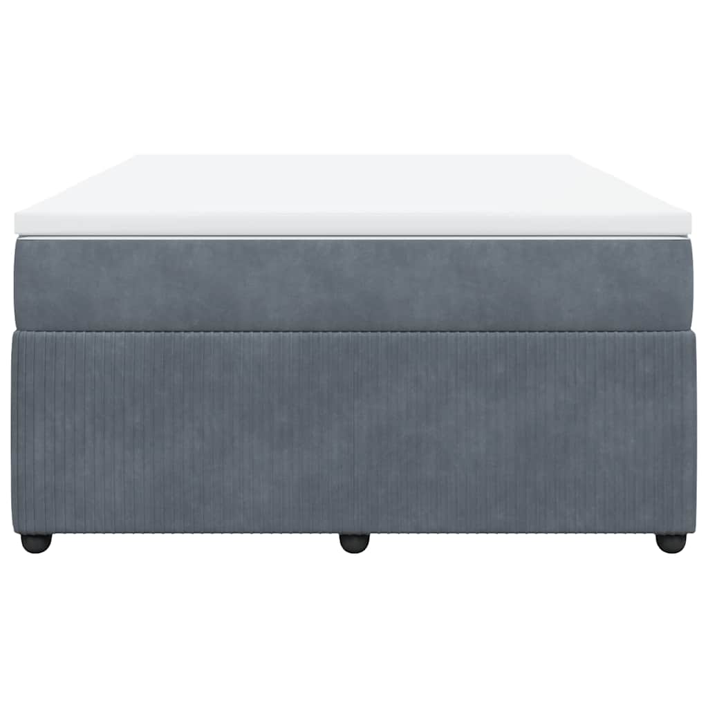 Κρεβάτι Boxspring με Στρώμα Σκούρο Γκρι 140x200 εκ. Βελούδινο