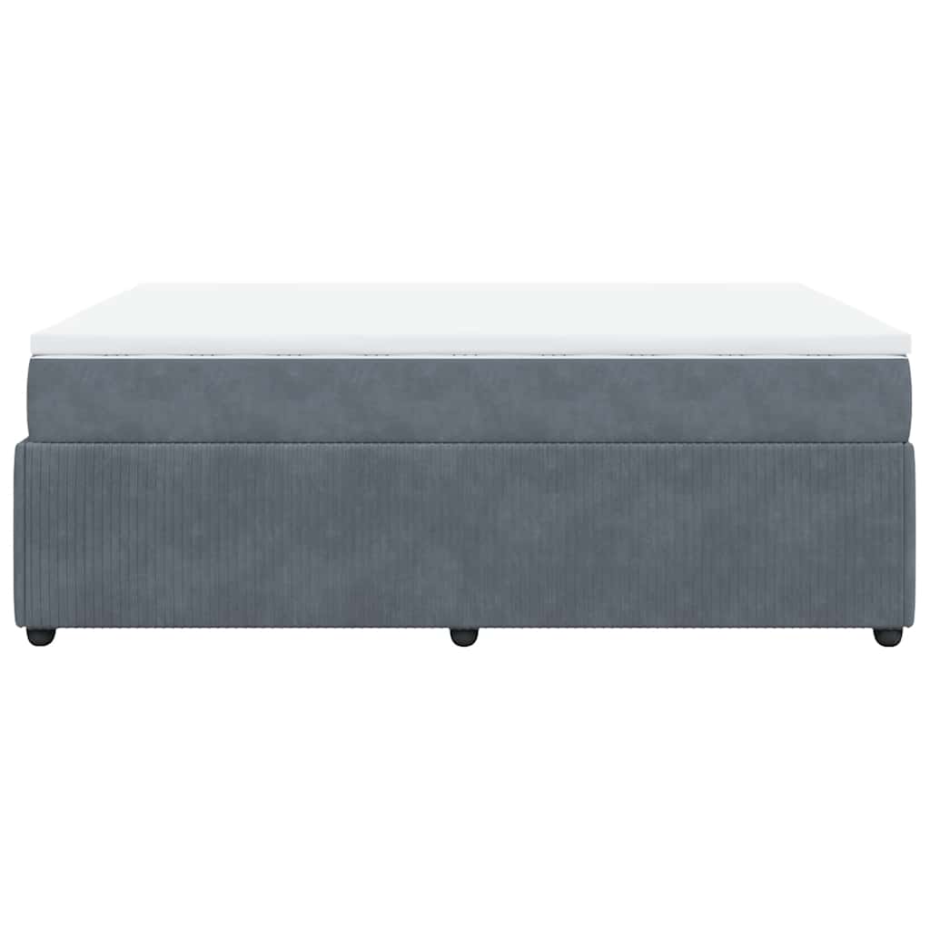 Κρεβάτι Boxspring με Στρώμα Σκούρο Γκρι 140x200 εκ. Βελούδινο