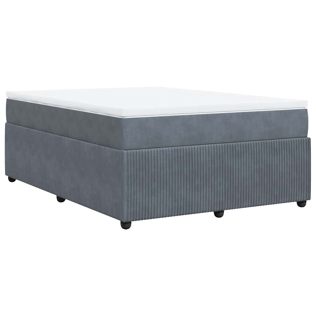 Κρεβάτι Boxspring με Στρώμα Σκούρο Γκρι 140x200 εκ. Βελούδινο
