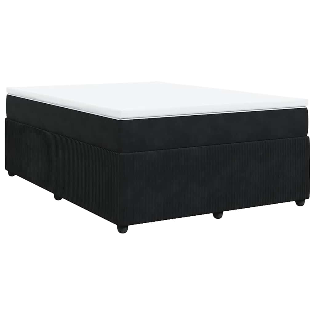 Κρεβάτι Boxspring με Στρώμα Μαύρο 140x200 εκ. Βελούδινο - Pakobazaar