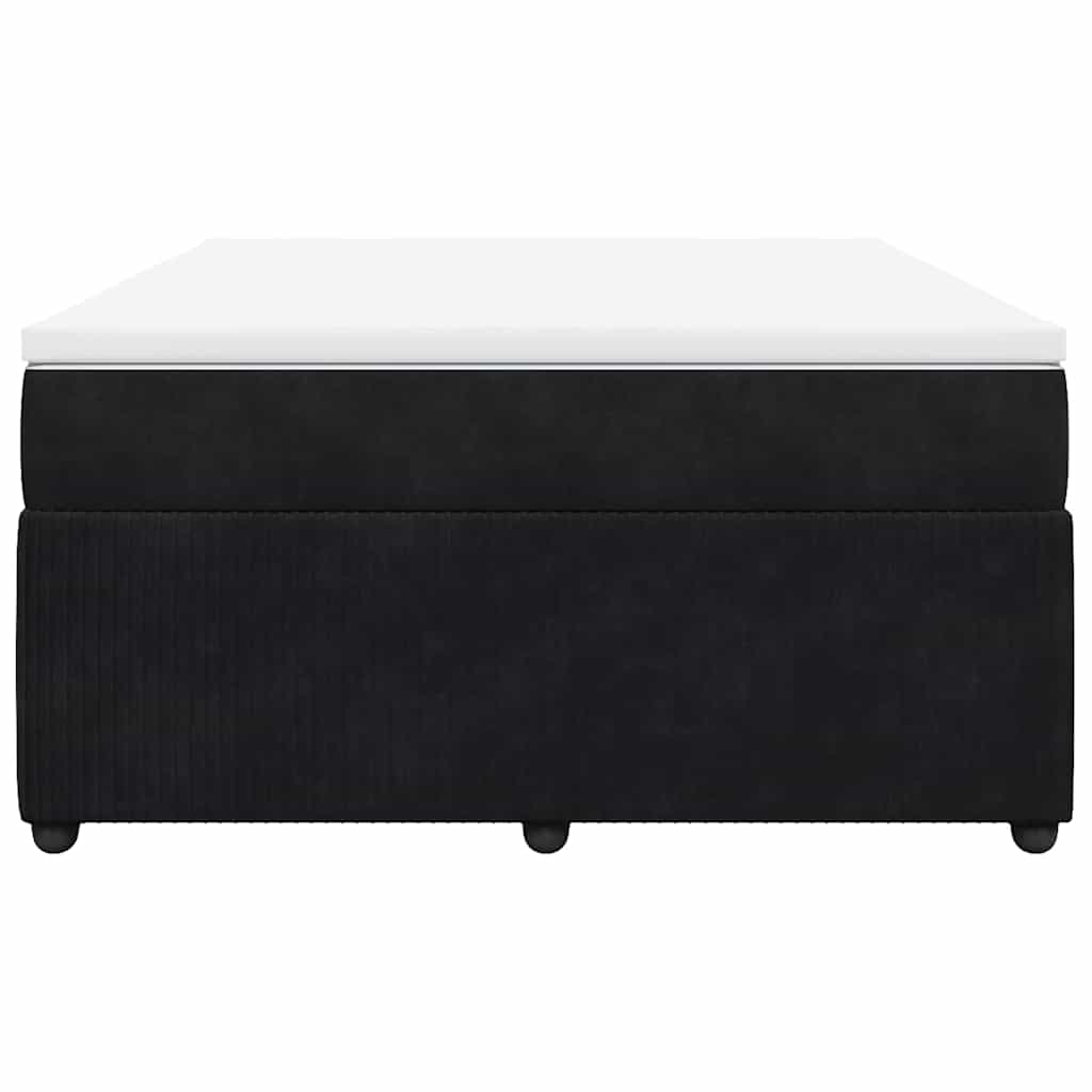 Κρεβάτι Boxspring με Στρώμα Μαύρο 140x200 εκ. Βελούδινο - Pakobazaar