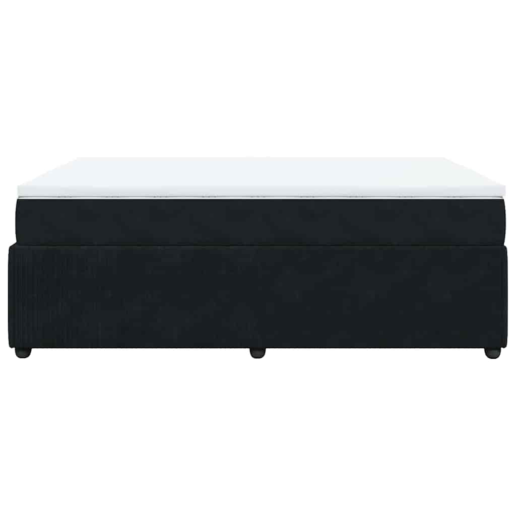 Κρεβάτι Boxspring με Στρώμα Μαύρο 140x200 εκ. Βελούδινο - Pakobazaar