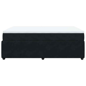 Κρεβάτι Boxspring με Στρώμα Μαύρο 140x200 εκ. Βελούδινο - Pakobazaar