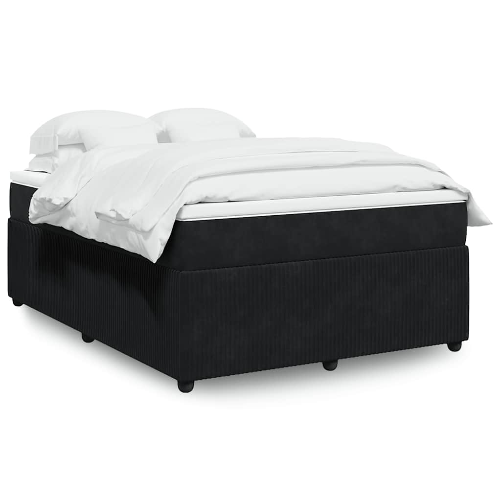 Κρεβάτι Boxspring με Στρώμα Μαύρο 140x200 εκ. Βελούδινο - Pakobazaar