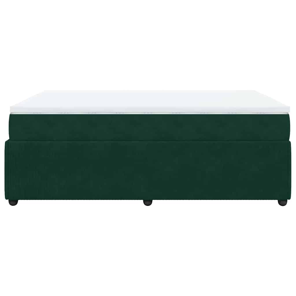 Κρεβάτι Boxspring με Στρώμα Σκούρο Πράσινο 140x200εκ. Βελούδινο - Pakobazaar