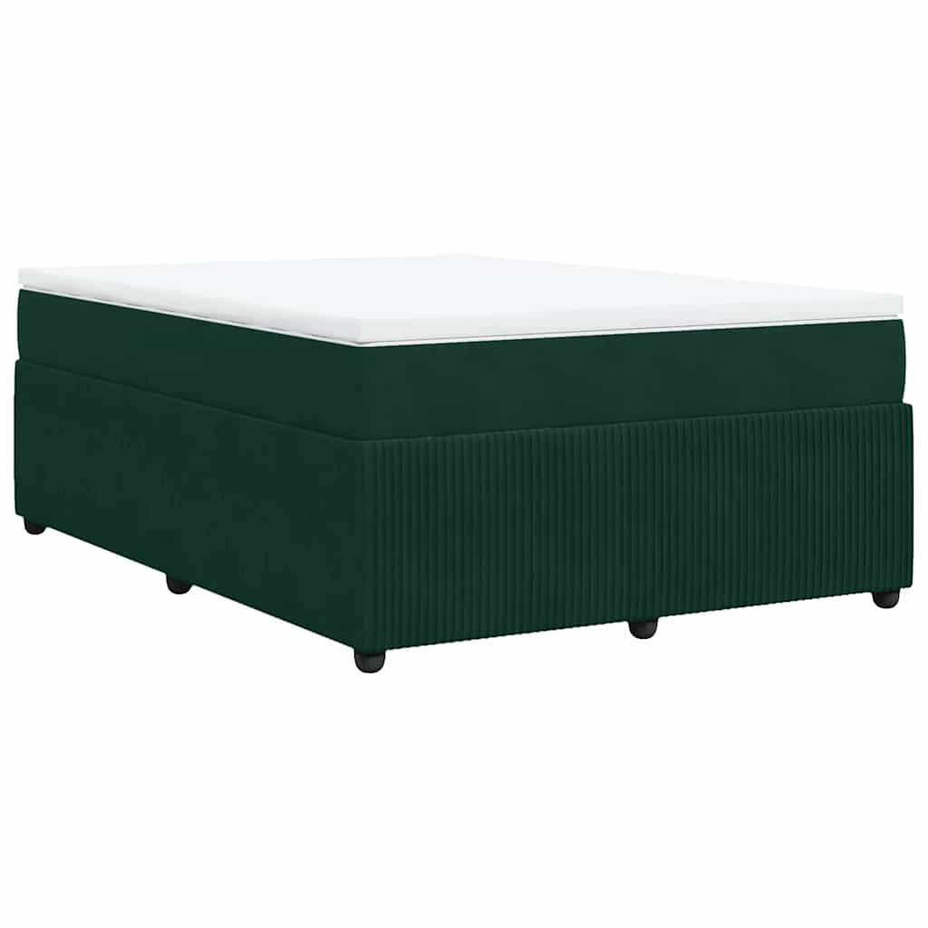 Κρεβάτι Boxspring με Στρώμα Σκούρο Πράσινο 140x200εκ. Βελούδινο - Pakobazaar