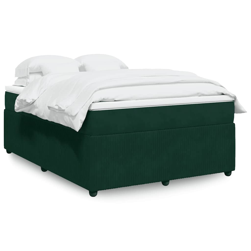 Κρεβάτι Boxspring με Στρώμα Σκούρο Πράσινο 140x200εκ. Βελούδινο - Pakobazaar