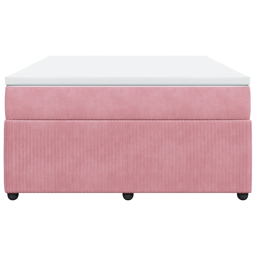 Κρεβάτι Boxspring με Στρώμα Ροζ 140x200 εκ. Βελούδινο