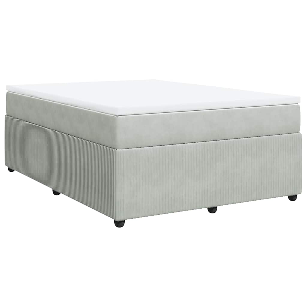 Κρεβάτι Boxspring με Στρώμα Ανοιχτό Γκρι 160x200 εκ. Βελούδινο - Pakobazaar