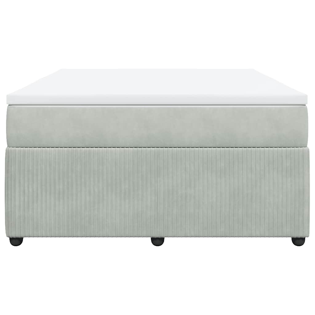 Κρεβάτι Boxspring με Στρώμα Ανοιχτό Γκρι 160x200 εκ. Βελούδινο - Pakobazaar