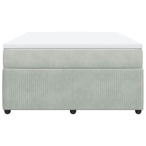 Κρεβάτι Boxspring με Στρώμα Ανοιχτό Γκρι 160x200 εκ. Βελούδινο - Pakobazaar