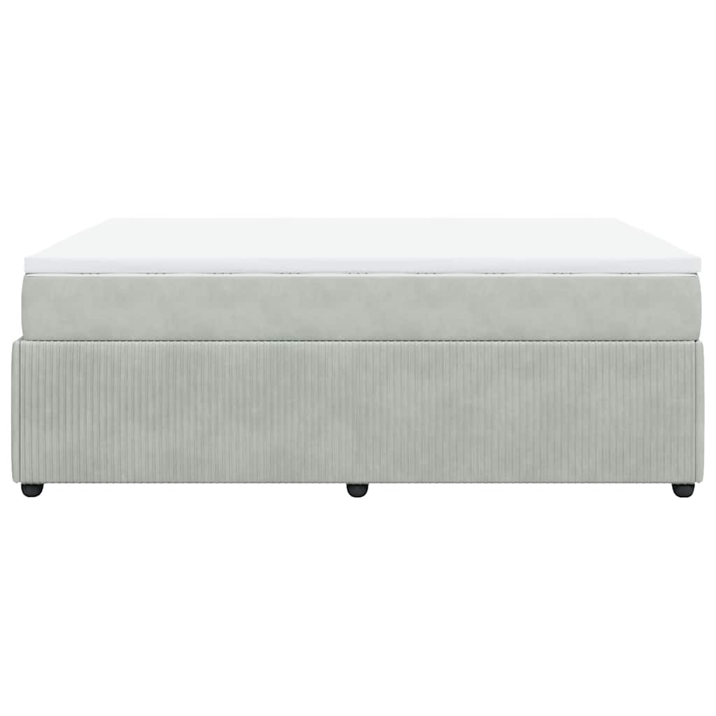Κρεβάτι Boxspring με Στρώμα Ανοιχτό Γκρι 160x200 εκ. Βελούδινο - Pakobazaar