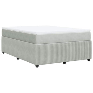 Κρεβάτι Boxspring με Στρώμα Ανοιχτό Γκρι 160x200 εκ. Βελούδινο - Pakobazaar