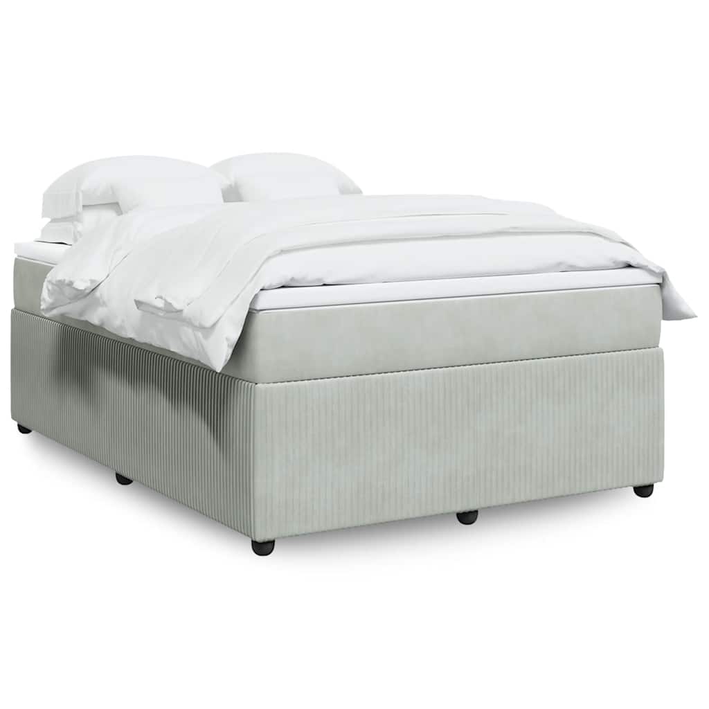 Κρεβάτι Boxspring με Στρώμα Ανοιχτό Γκρι 160x200 εκ. Βελούδινο - Pakobazaar