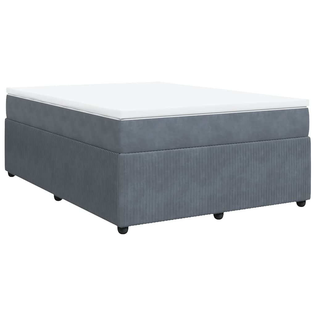 Κρεβάτι Boxspring με Στρώμα Σκούρο Γκρι 160x200 εκ. Βελούδινο - Pakobazaar