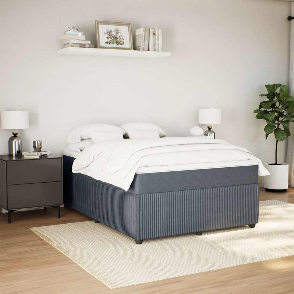 Κρεβάτι Boxspring με Στρώμα Σκούρο Γκρι 160x200 εκ. Βελούδινο - Pakobazaar