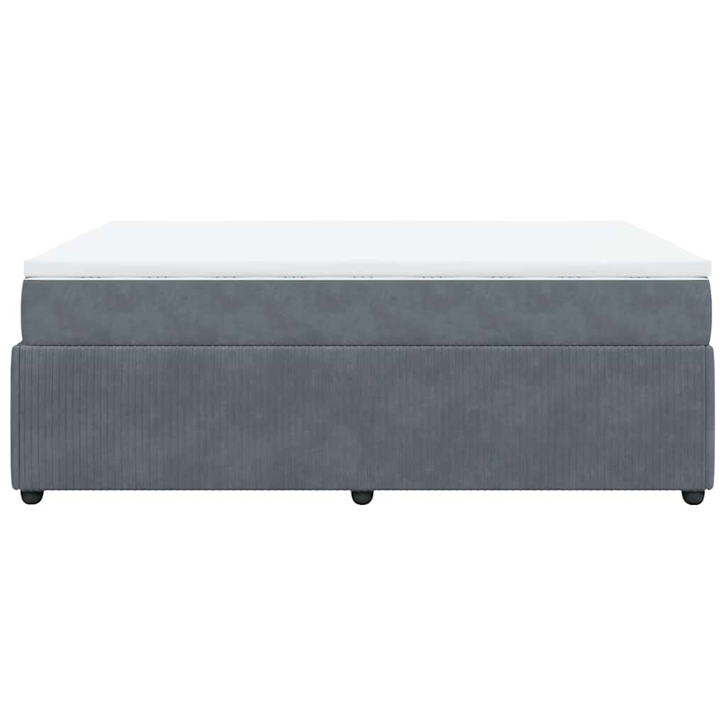 Κρεβάτι Boxspring με Στρώμα Σκούρο Γκρι 160x200 εκ. Βελούδινο - Pakobazaar