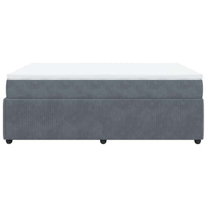 Κρεβάτι Boxspring με Στρώμα Σκούρο Γκρι 160x200 εκ. Βελούδινο - Pakobazaar