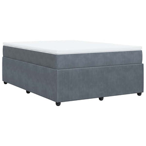 Κρεβάτι Boxspring με Στρώμα Σκούρο Γκρι 160x200 εκ. Βελούδινο - Pakobazaar