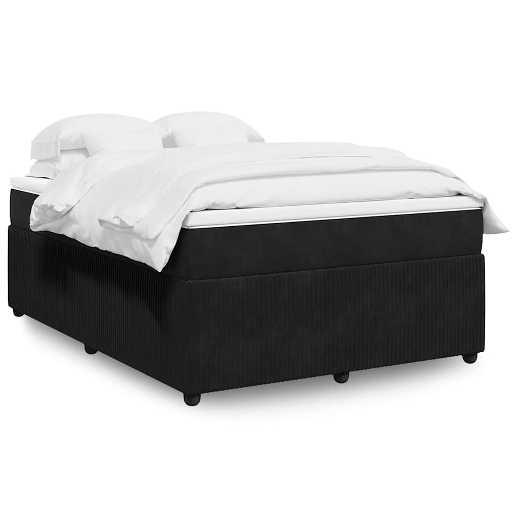 Κρεβάτι Boxspring με Στρώμα Μαύρο 160x200 εκ. Βελούδινο - Pakobazaar