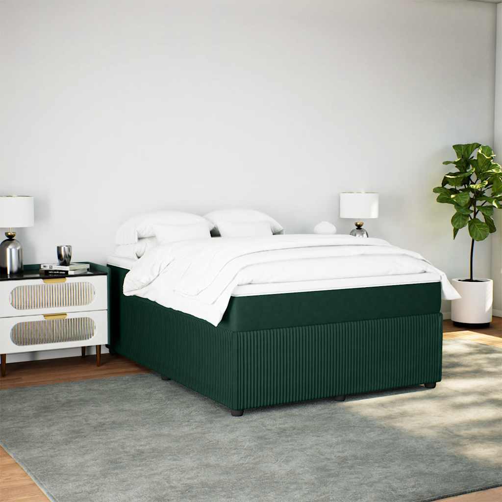 Κρεβάτι Boxspring με Στρώμα Σκούρο Πράσινο 160x200εκ. Βελούδινο - Pakobazaar