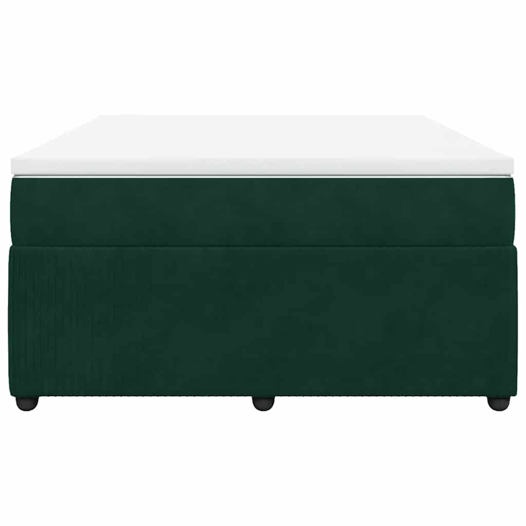 Κρεβάτι Boxspring με Στρώμα Σκούρο Πράσινο 160x200εκ. Βελούδινο - Pakobazaar
