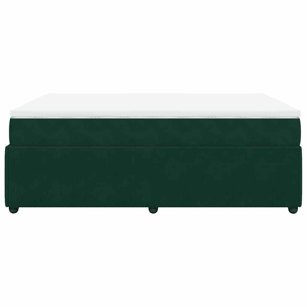 Κρεβάτι Boxspring με Στρώμα Σκούρο Πράσινο 160x200εκ. Βελούδινο - Pakobazaar