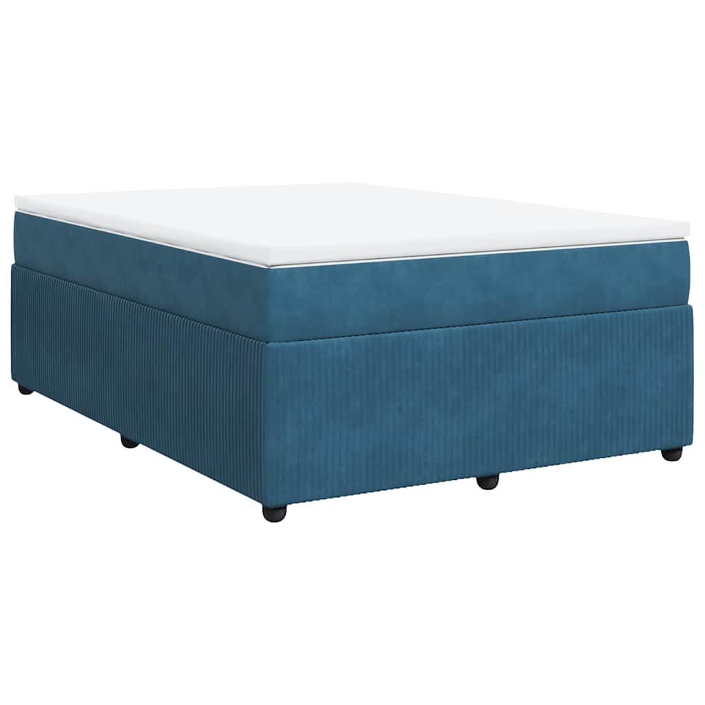 Κρεβάτι Boxspring με Στρώμα Σκούρο Μπλε 160x200 εκ. Βελούδινο - Pakobazaar