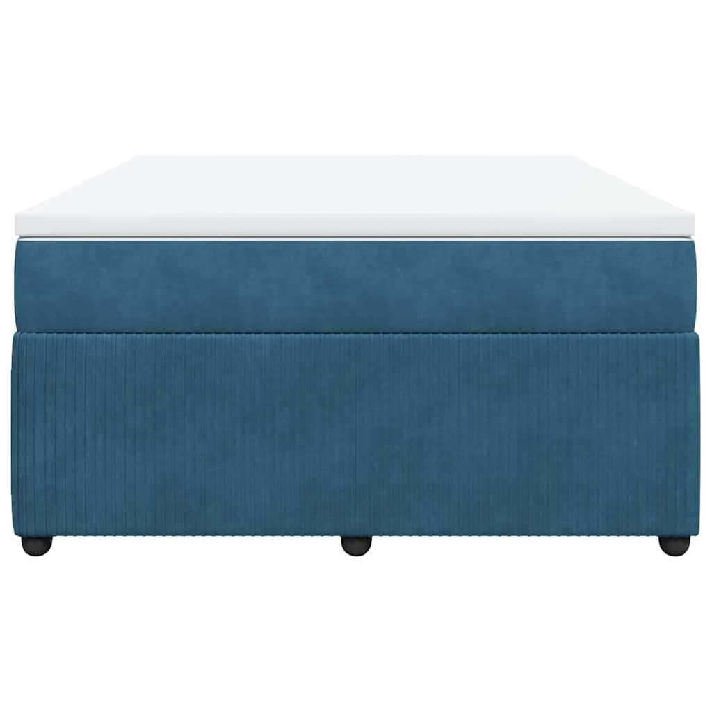 Κρεβάτι Boxspring με Στρώμα Σκούρο Μπλε 160x200 εκ. Βελούδινο - Pakobazaar