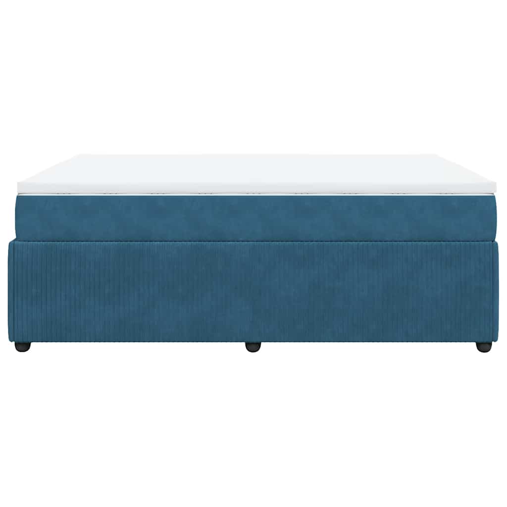 Κρεβάτι Boxspring με Στρώμα Σκούρο Μπλε 160x200 εκ. Βελούδινο - Pakobazaar