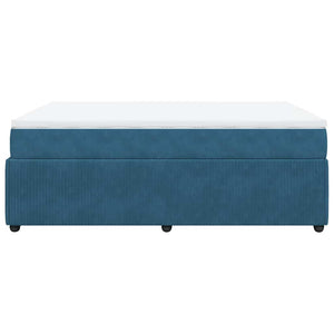 Κρεβάτι Boxspring με Στρώμα Σκούρο Μπλε 160x200 εκ. Βελούδινο - Pakobazaar
