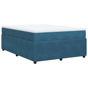 Κρεβάτι Boxspring με Στρώμα Σκούρο Μπλε 160x200 εκ. Βελούδινο - Pakobazaar