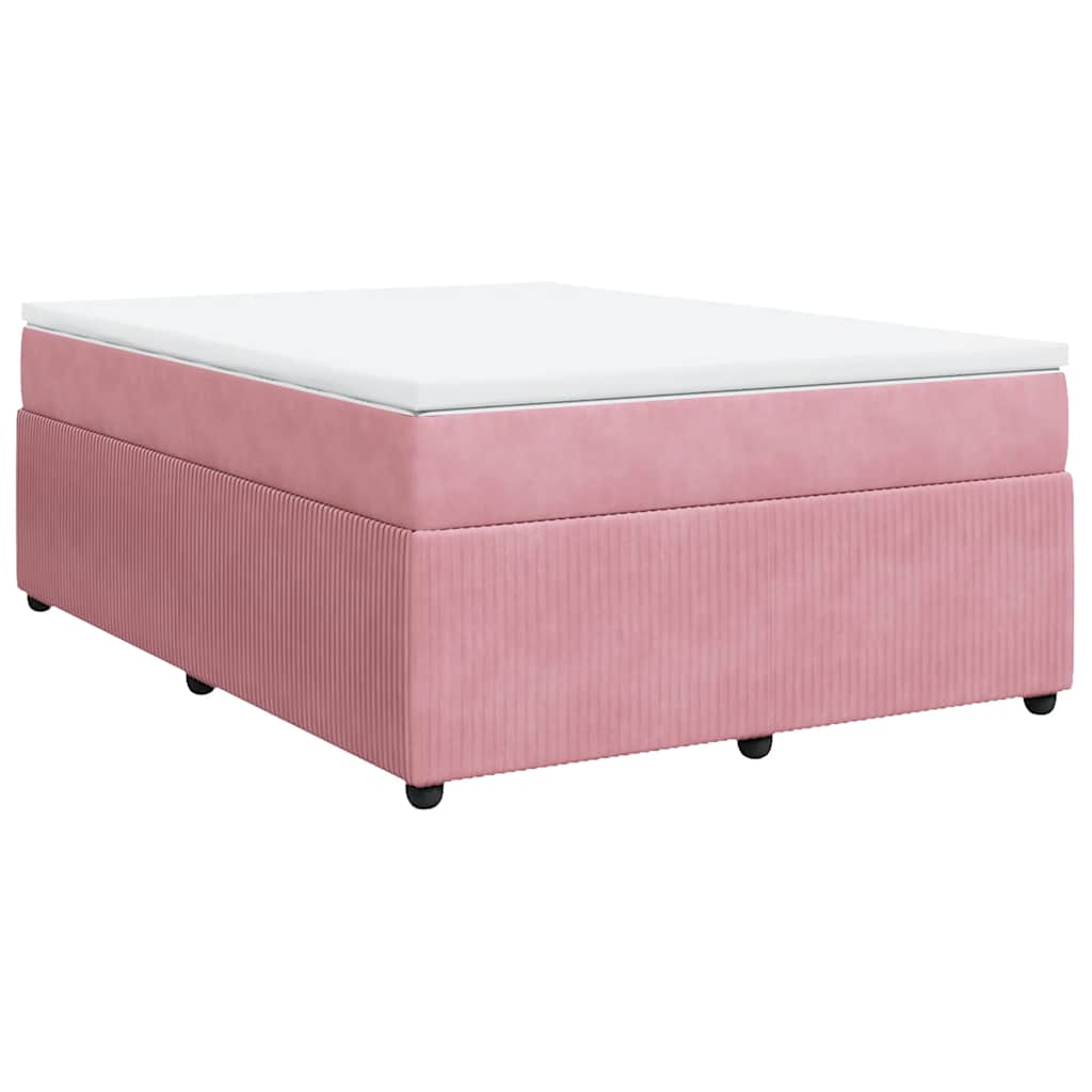 Κρεβάτι Boxspring με Στρώμα Ροζ 160x200 εκ. Βελούδινο - Pakobazaar