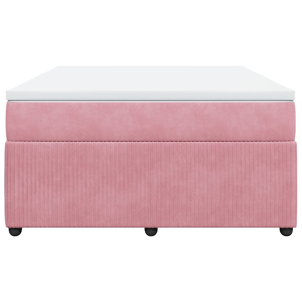 Κρεβάτι Boxspring με Στρώμα Ροζ 160x200 εκ. Βελούδινο - Pakobazaar