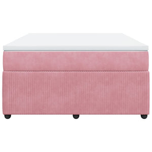 Κρεβάτι Boxspring με Στρώμα Ροζ 160x200 εκ. Βελούδινο - Pakobazaar