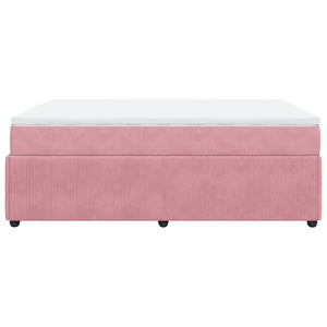 Κρεβάτι Boxspring με Στρώμα Ροζ 160x200 εκ. Βελούδινο - Pakobazaar