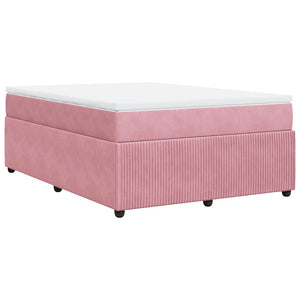 Κρεβάτι Boxspring με Στρώμα Ροζ 160x200 εκ. Βελούδινο - Pakobazaar