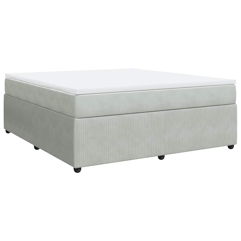 Κρεβάτι Boxspring με Στρώμα Ανοιχτό Γκρι 180x200 εκ. Βελούδινο - Pakobazaar