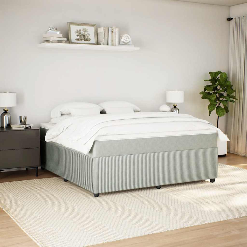 Κρεβάτι Boxspring με Στρώμα Ανοιχτό Γκρι 180x200 εκ. Βελούδινο - Pakobazaar