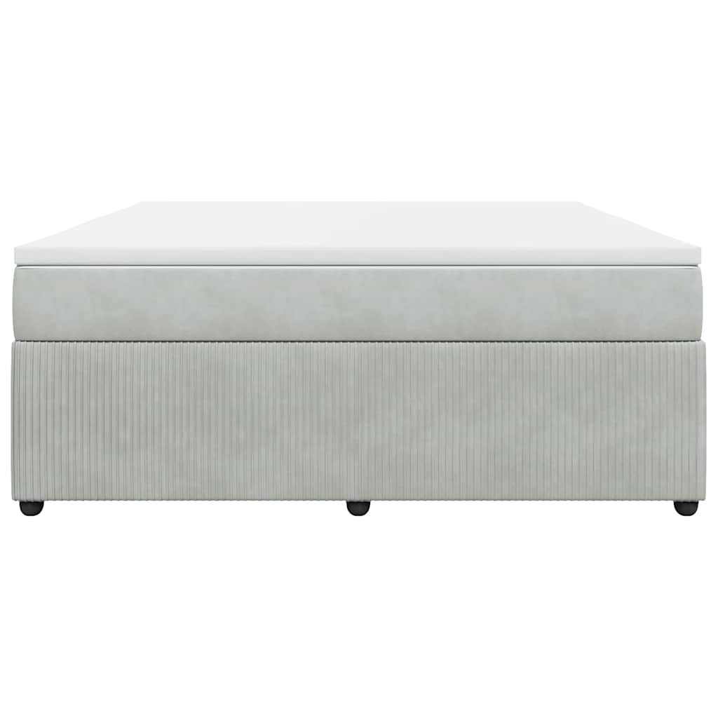 Κρεβάτι Boxspring με Στρώμα Ανοιχτό Γκρι 180x200 εκ. Βελούδινο - Pakobazaar