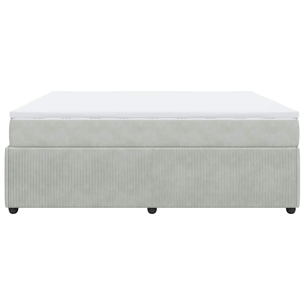 Κρεβάτι Boxspring με Στρώμα Ανοιχτό Γκρι 180x200 εκ. Βελούδινο - Pakobazaar